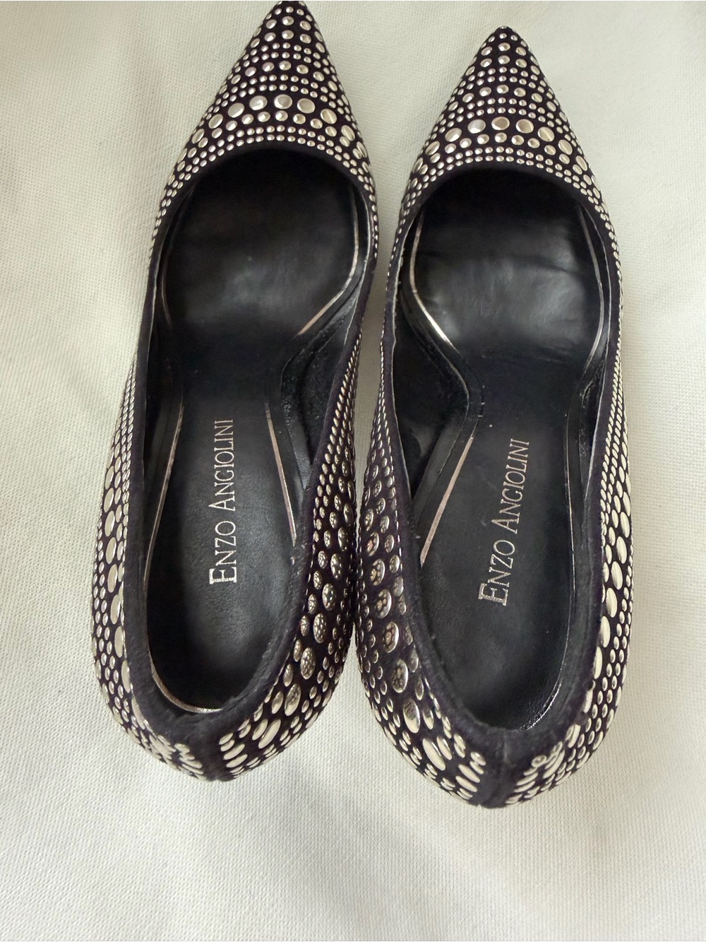 Enzo Angiolini Black Studded Pointed Toe Pumps Size 8M - Picture 5 of 11